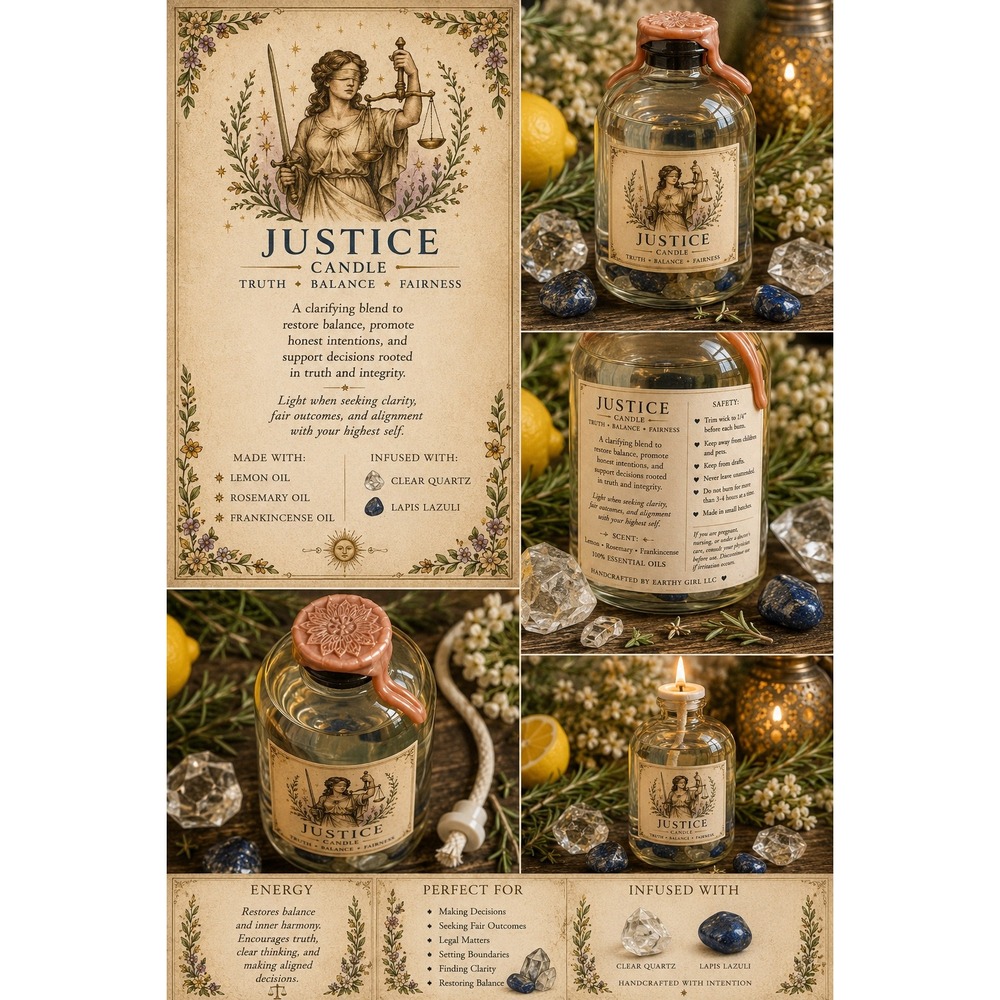 Justice Tarot Ritual Oil Candle‎